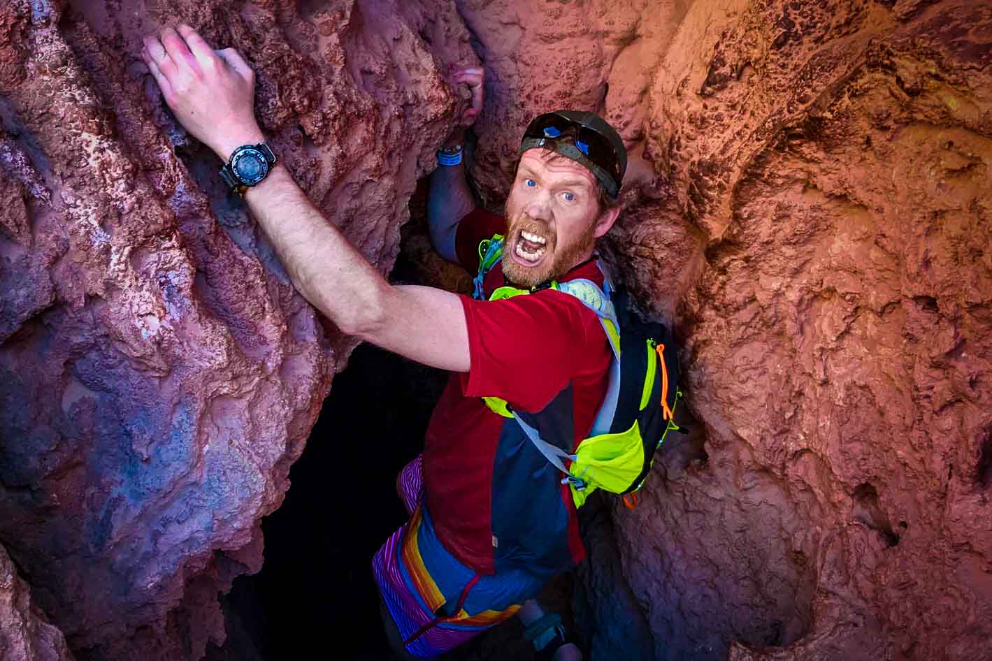 Zach Rohe climbing cave