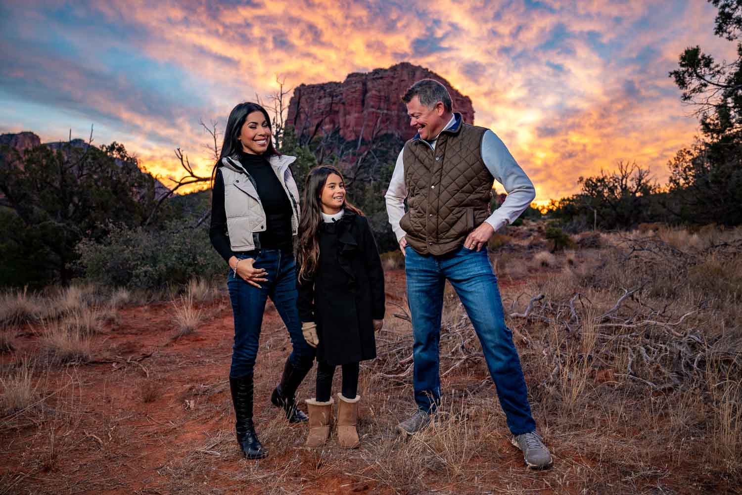 sedona-family-photos-bell-rock-Nov2323-1 sunrise photo of a couple proposing at devils bridge in Sedona, Arizona